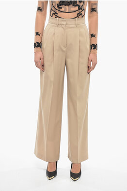 Lanvin Silk Wide-leg Pants in Monogram-jacquard Motif women