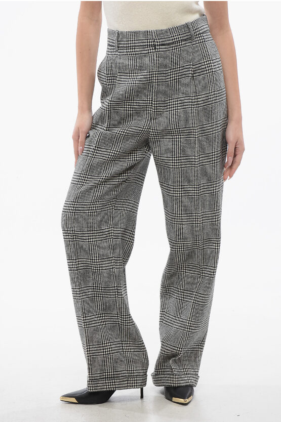 DIOR DOUBLE-PLEATED VIRGIN WOOL PANTS WITH DISTRICT CHECK MOTIF
