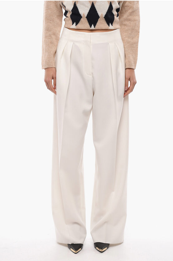 Shop Super Blond Double-pleated Wide Leg Pants With Belt Loops