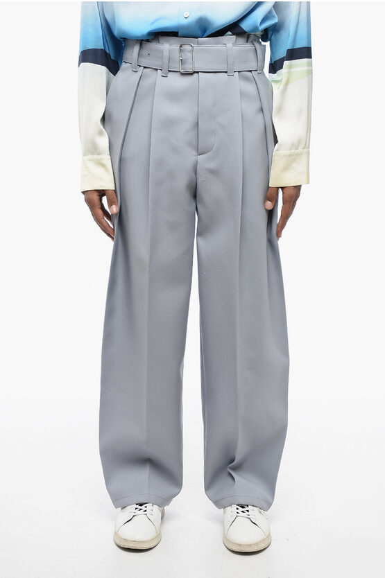 Jil Sander Double-pleated Wool Pants With Belt