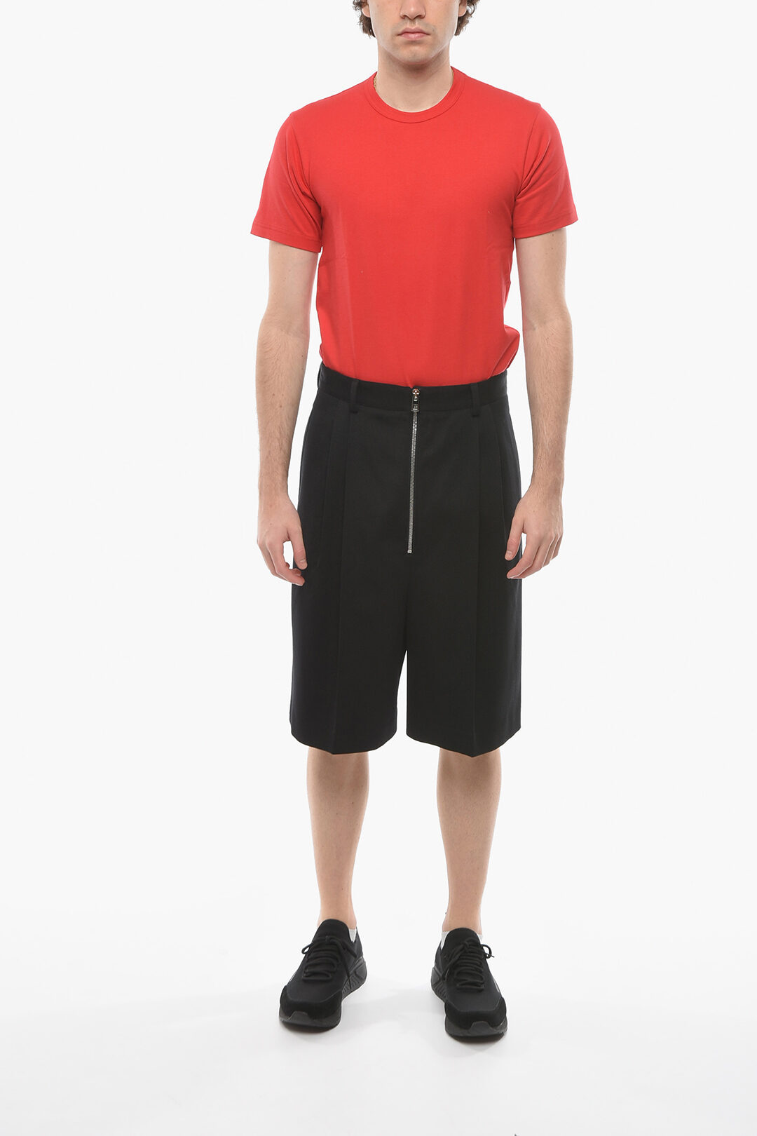 Loewe Double-pleated Wool Shorts with Front Maxi Zip men