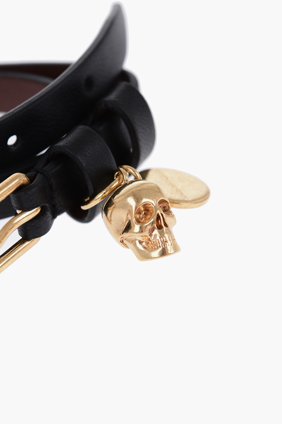 Alexander McQueen Double Wrap Leather Bracelet with Skull Pendant women Glamood Outlet