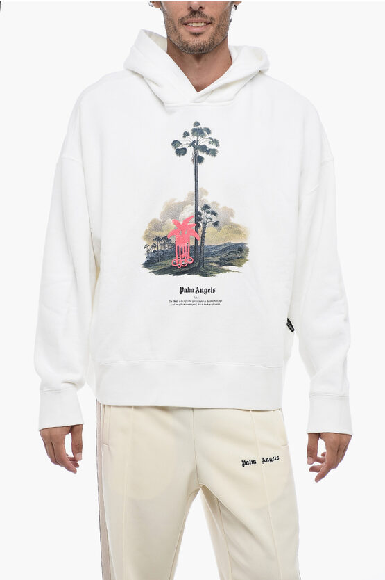 Shop Palm Angels Douby Lost Amazonia Hoodie Sweatshirt With Graphic Print