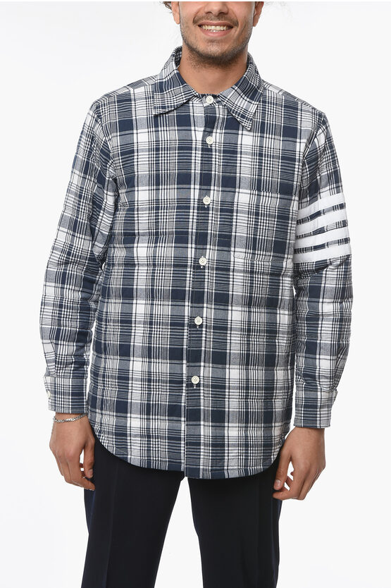 Thom Browne Downfilled Overshirt with Hairline Madras Check and
