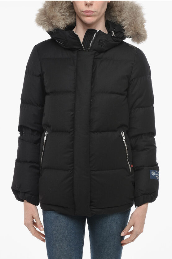 Woolrich Down Jacket Aliquippa With Removable Fur In Black