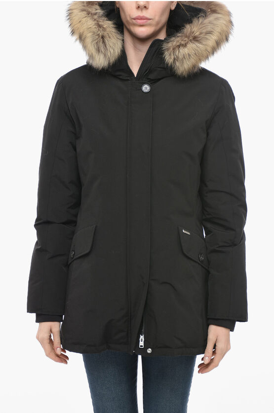 Woolrich Down Jacket Gleeley With Removable Fur In Black