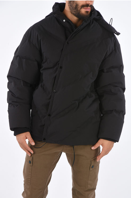 【送料&関税込】Bottega Veneta Down Jacket Bottega Veneta - Intrecciato Leather-Trimmed Quilted Cotton