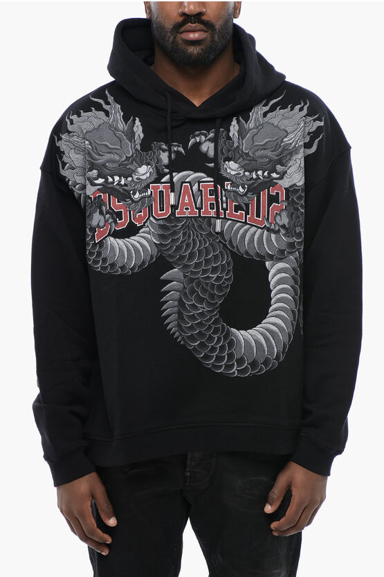 Dsquared2 Dragon-print Cotton Hoodie