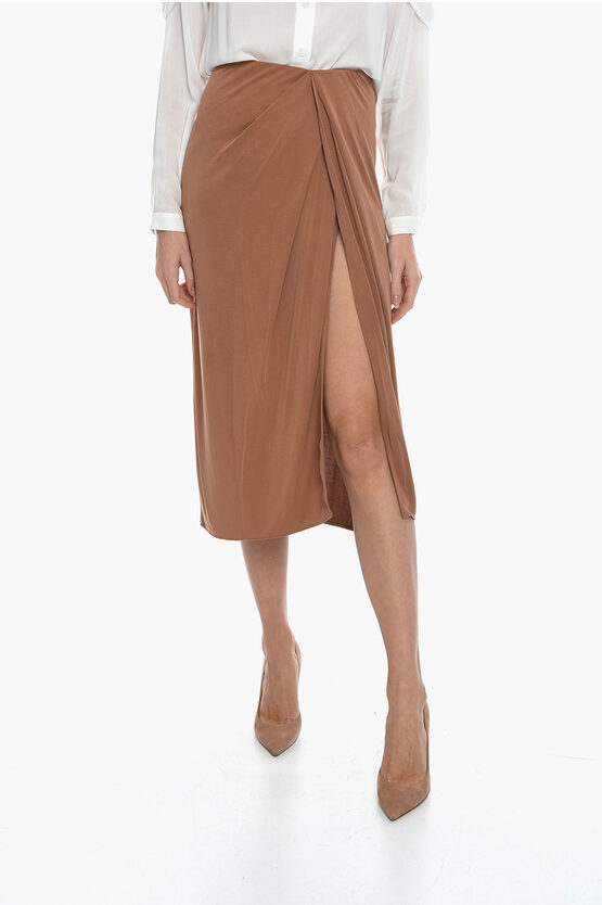 Rag & Bone Draped Christy Skirt With Front Slit In Brown