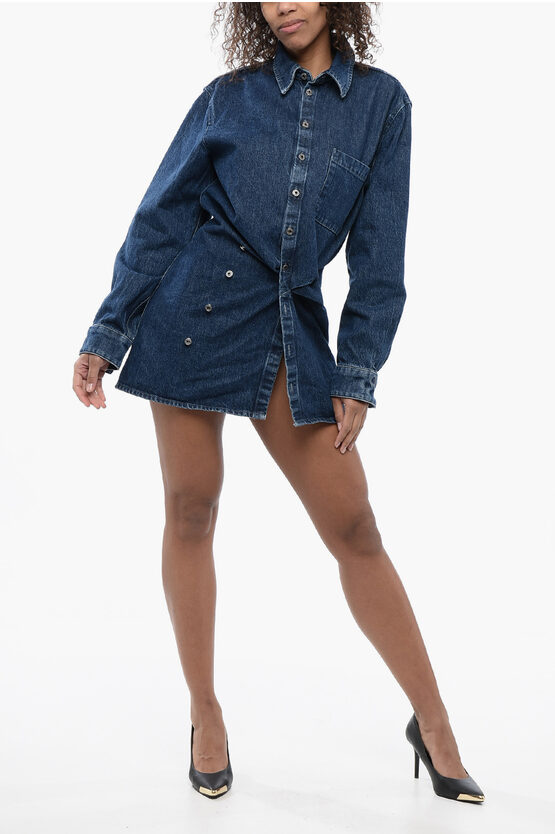 Off-white Draped Denim Shirt Dress