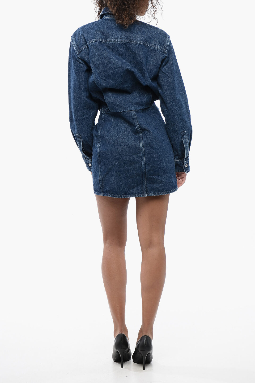 Off-White Draped Denim Shirt Dress women - Glamood Outlet