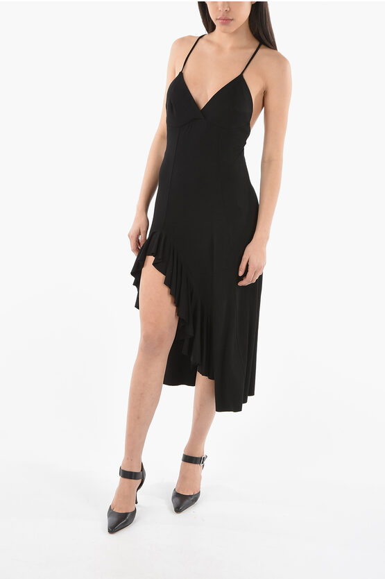 Loewe Draped Dress With Criss Cross Straps In Black