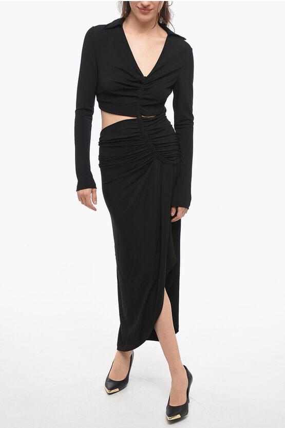 Shop Off-white Draped Dress With Cut Out Detail