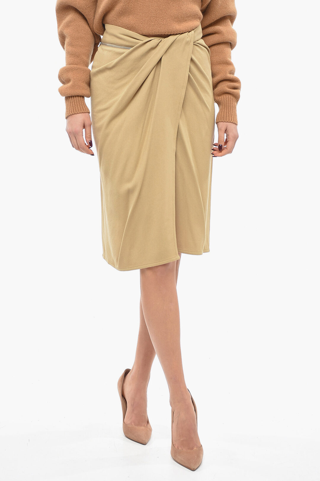 Jacquemus Draped LA JUPE BODRI Longuette with Zipped Detail