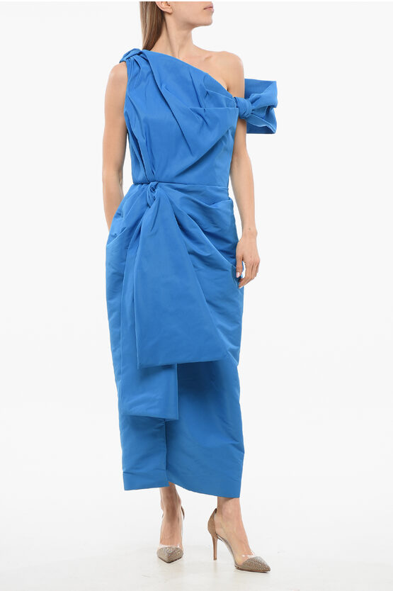 Alexander Mcqueen Draped Midi Dress With Front Split