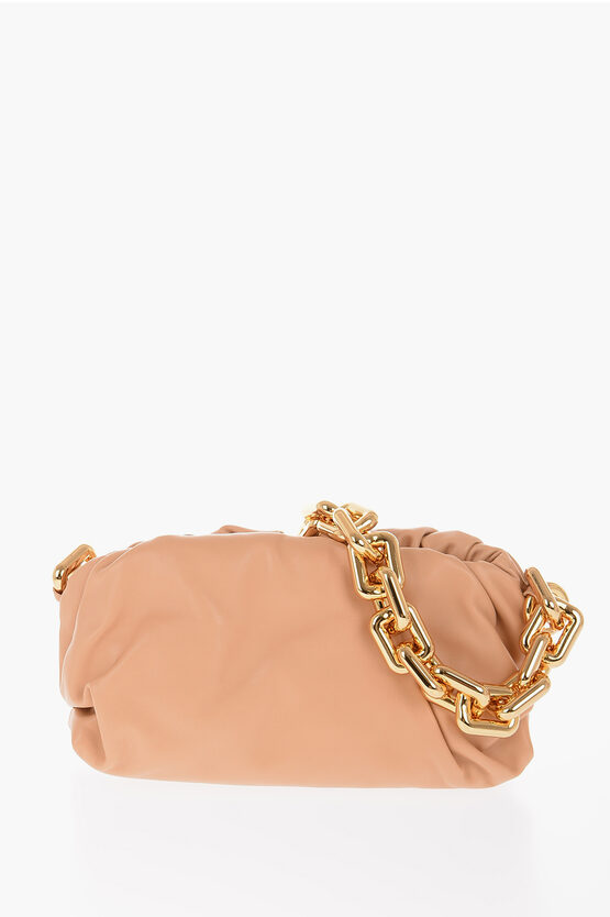 Bottega Veneta Draped Nappa Clutch Bag With Golden Chain