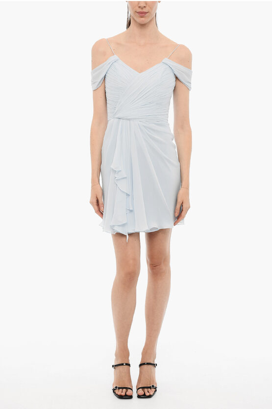 Costarellos Draped Silk Mini Dress