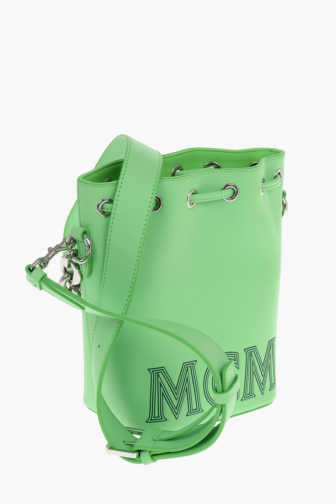 MCM Logo Bucket Bag in Green