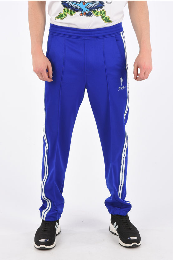 Neil Barrett Drawstring Easy Fit Piping Trousers In Blue