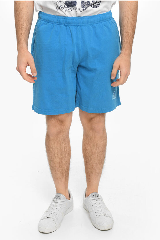 Sporty And Rich Drawstring Waist 3 Pockets Cotton Shorts In Blue