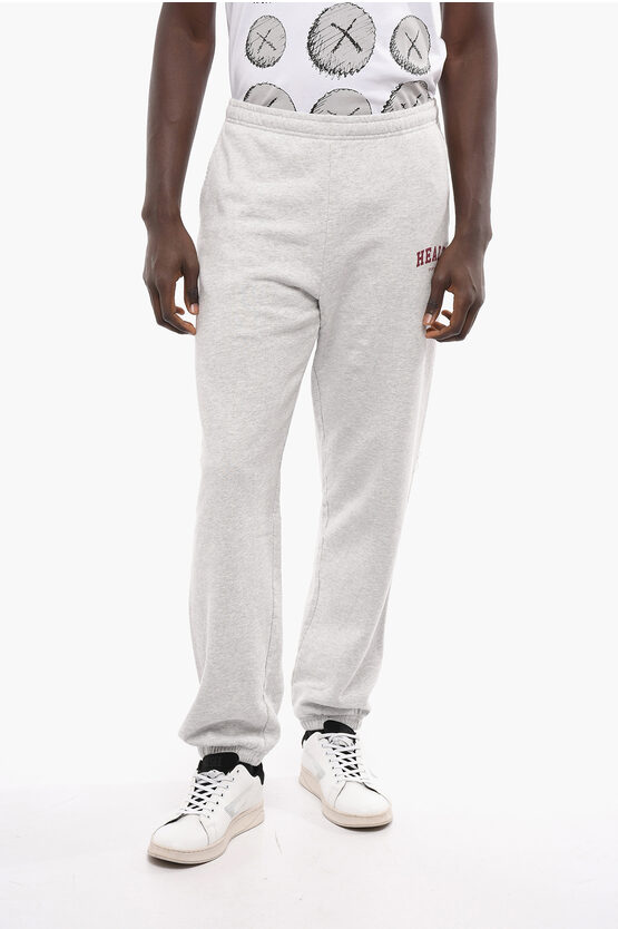 Sporty And Rich Drawstring Waist Fleeced-cotton Joggers In White