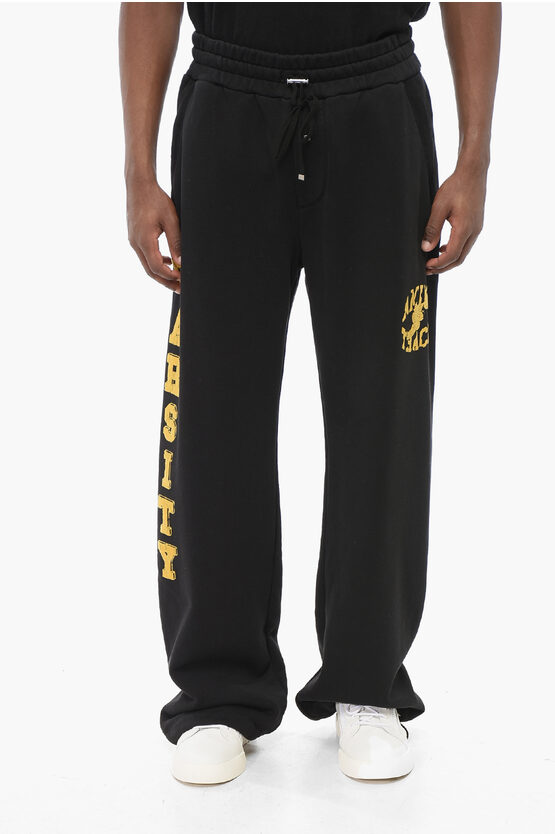 Amiri Drawstringed Ankle Varsity Sweatpants With Flocked Prints