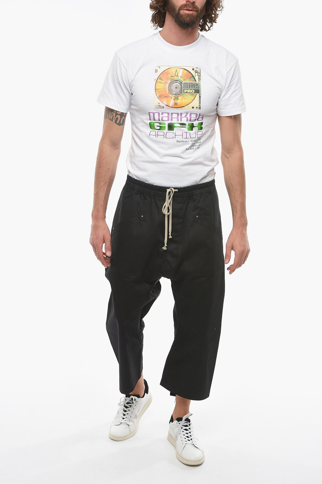 Rick Owens Drawstringed Cropped Trousers with Back Flap