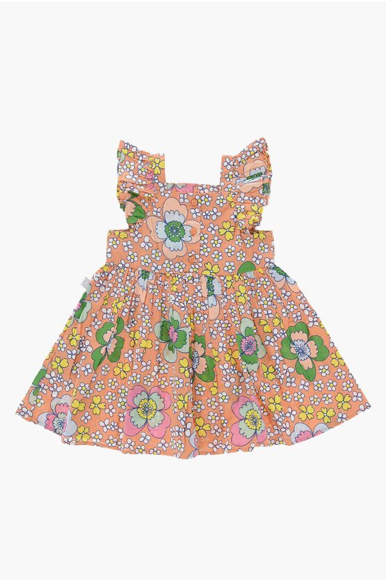 Stella Mccartney Kids' Dress In Floral Pattern With Matching Shorts In Pink