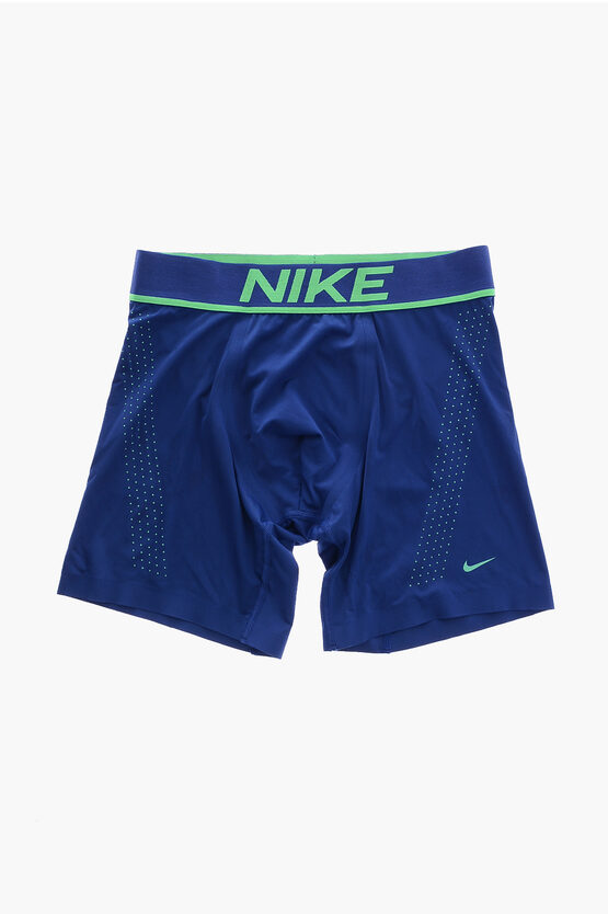 Nike Dri-fit Boxer With Logoed Elastic Band In Blue