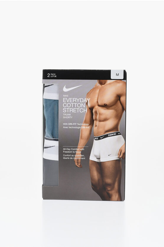 Nike Dri-fit Cotton Stretch 2 Pairs Boxers Set In White