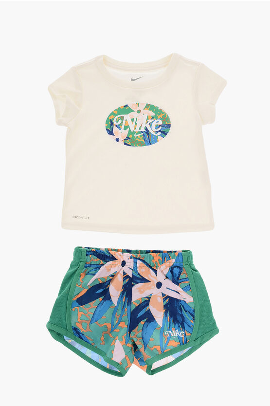 Nike Dri-fit T-shirt And Shorts Set With Printed Logo In Multi