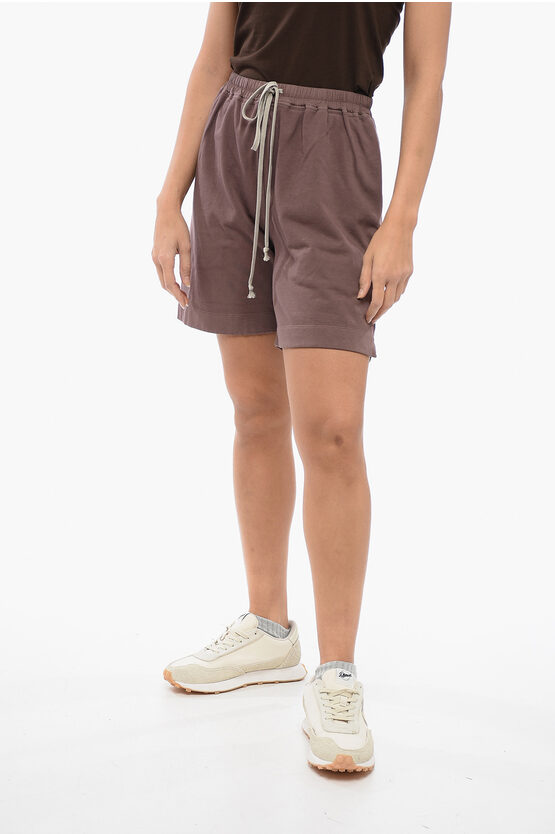 Rick Owens Drkshdw Cotton Pentaboxers Shorts With Drawstring In Brown