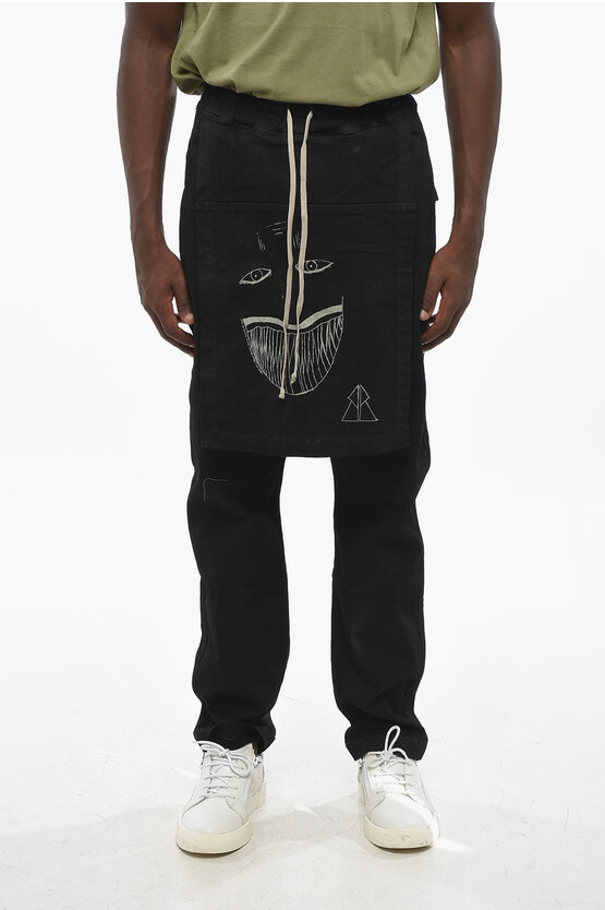 Rick Owens Drkshdw Low-crotch Loose Fit Toothface Belas Pants In Black