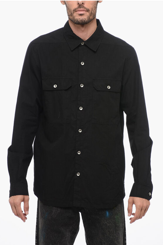 Shop Rick Owens Drkshdw Shirt With Iconic Logoed Ribbon