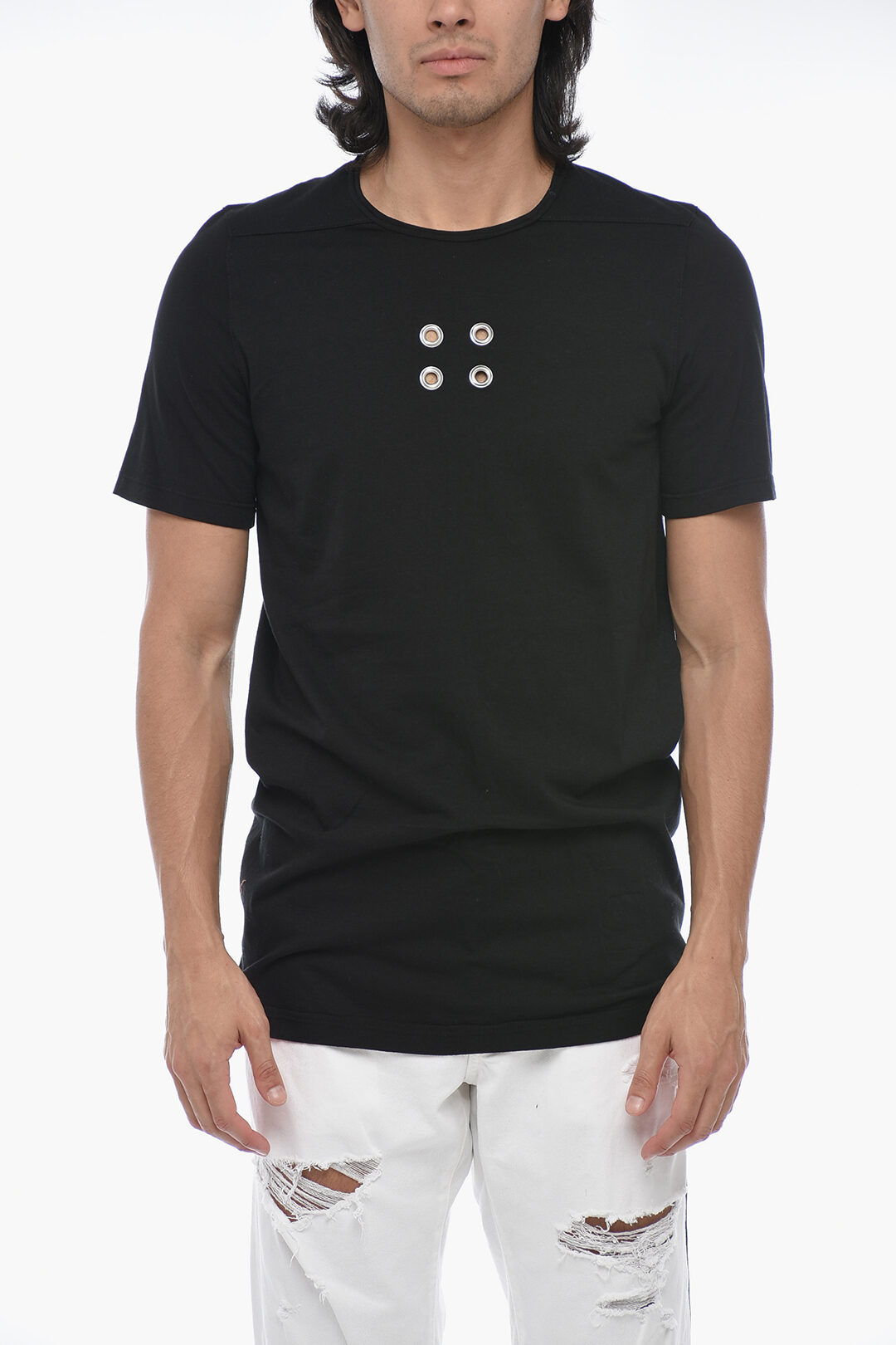 【関税&送料込み】Rick Owens Short-Sleeved T-Shirt Rick Owens DRKSHDW Short Sleeved T-shirt With Stud Details