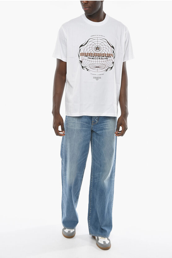 Burberry Drop Shoulder GLOBE T-shirt with Graphic Print men
