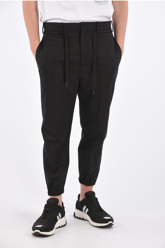 Neil Barrett Dropped Crotch Fit Pants with Elastic Ankle Band men ...