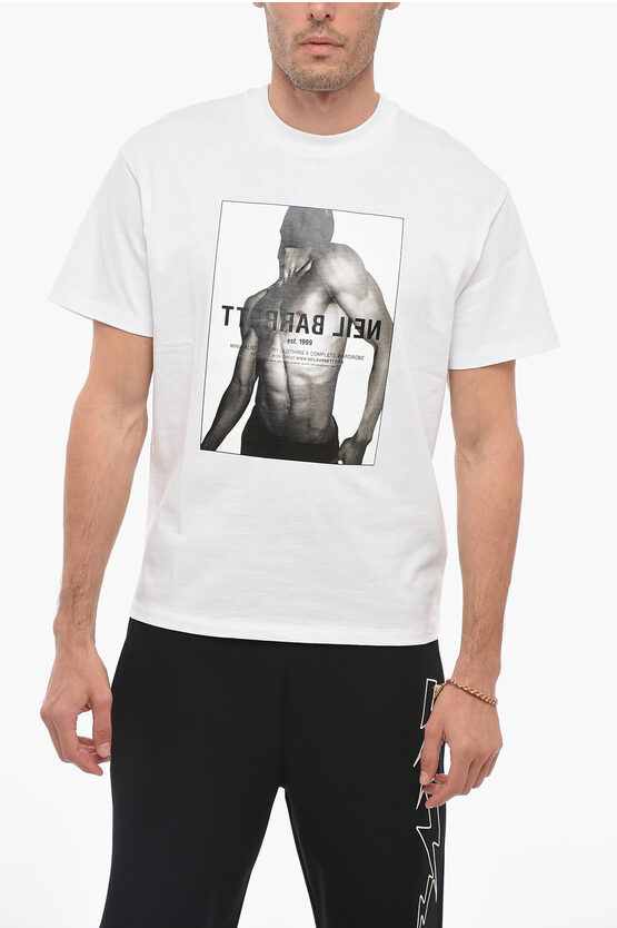 Neil Barrett Dropped Shoulder Body T-shirt With Print In White