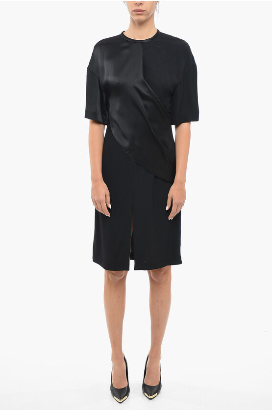 Stella Mccartney Dropped Shoulder Crewneck Dress With Cut Out Detail In Black