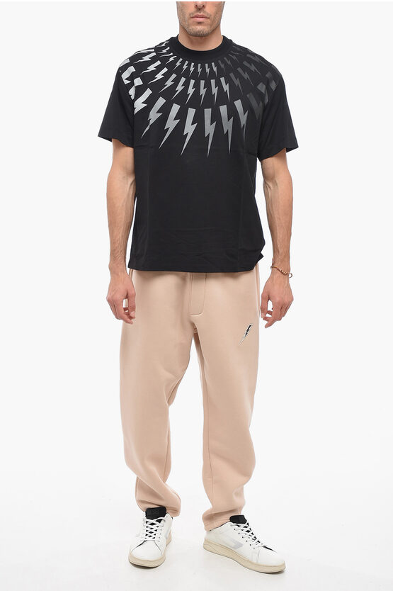 Neil Barrett Dropped Shoulder THUNDERBOLT T-shirt with