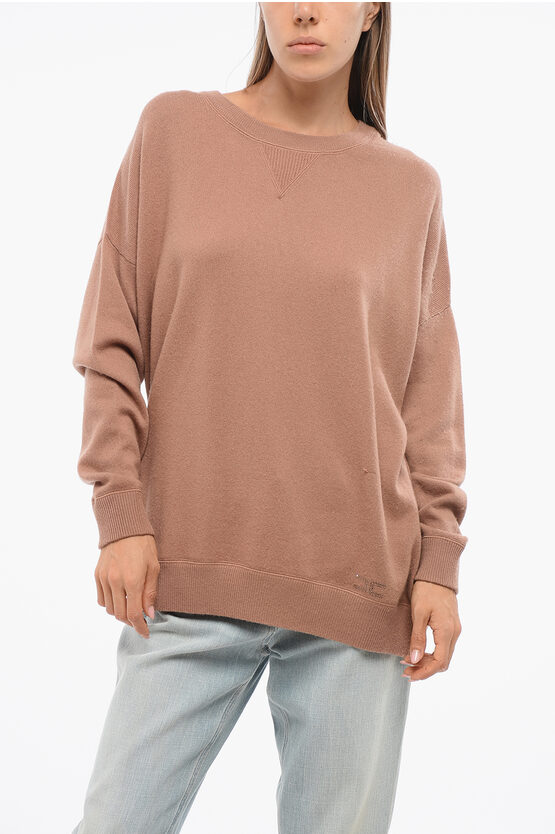 Elisabetta Franchi Dropped Shoulder Tricot Sweater In Brown