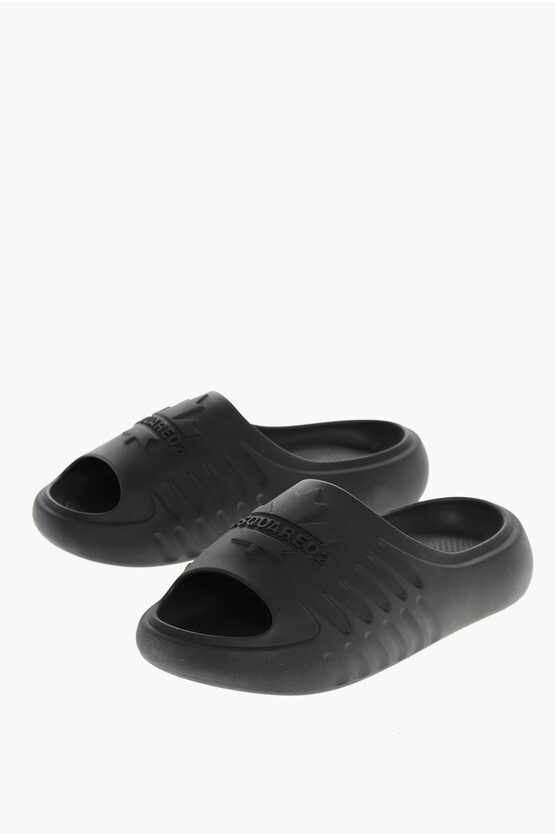Dsquared2 Dumbo Rubber Slides With Embossed Logo In Black