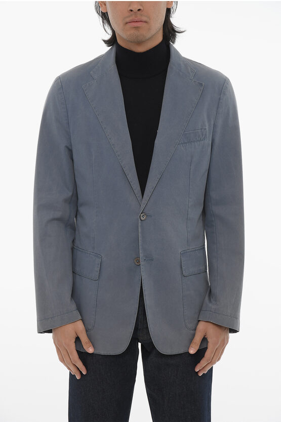 Corneliani Id Half-lined Cotton Blazer With Patch Pockets In Blue