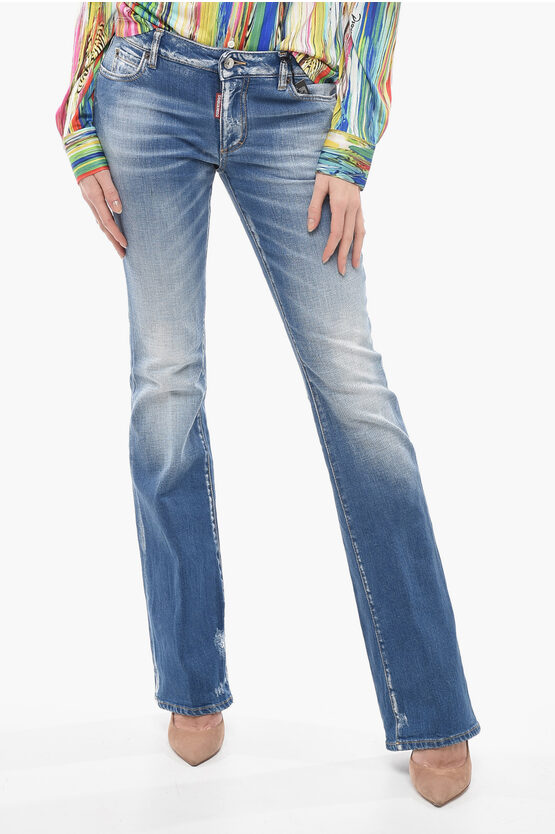 Dsquared2 Dèlavè Wash Brotherhood Bootcut Denims 24cm In Blue