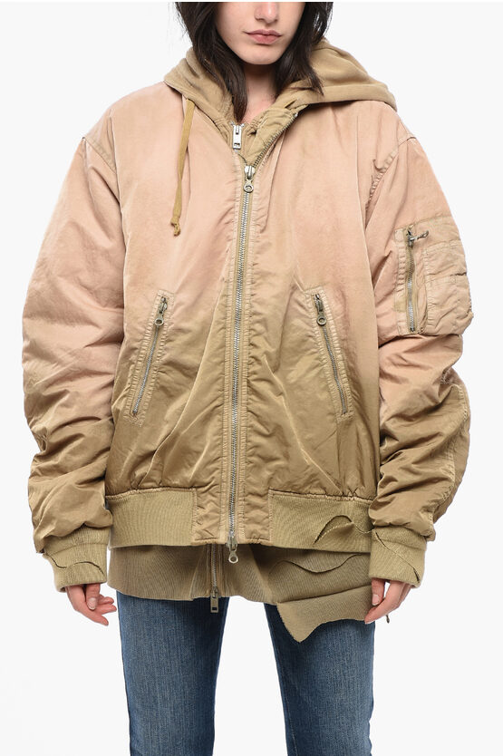 Diesel Dégradé Effect G-kamila Jacket With Jersey Hood Grösse 42 In Multi