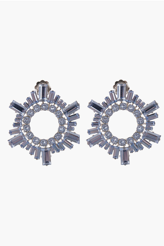 Shop Amina Muaddi Earrings Mini Begum Embellished With Crystals