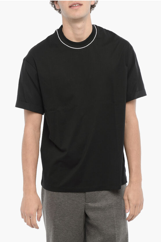 Shop Neil Barrett Easy Fit Crew-neck T-shirt With Contrasting Detail