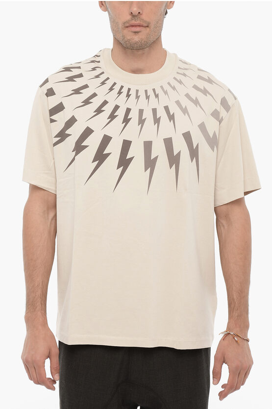 Shop Neil Barrett Easy Fit Crew-neck T-shirt With Print