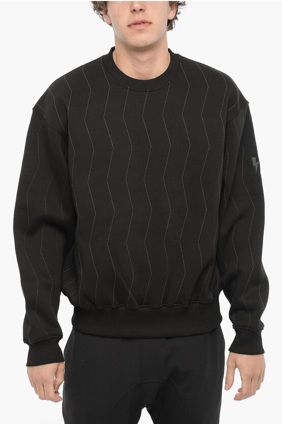 Neil Barrett Easy Fit Embroidered Crew-neck Sweatshirt In Black
