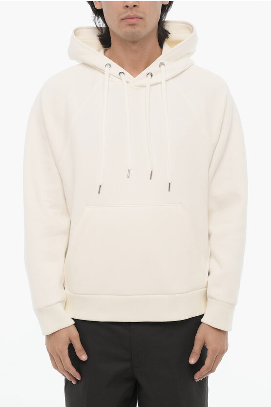 Neil Barrett Easy Fit Hoodie With Patch Pocket In White